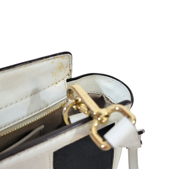 Michael Kors Selma Colorblock Black & White Large Trapeze Satchel Bag - Picture 14 of 15